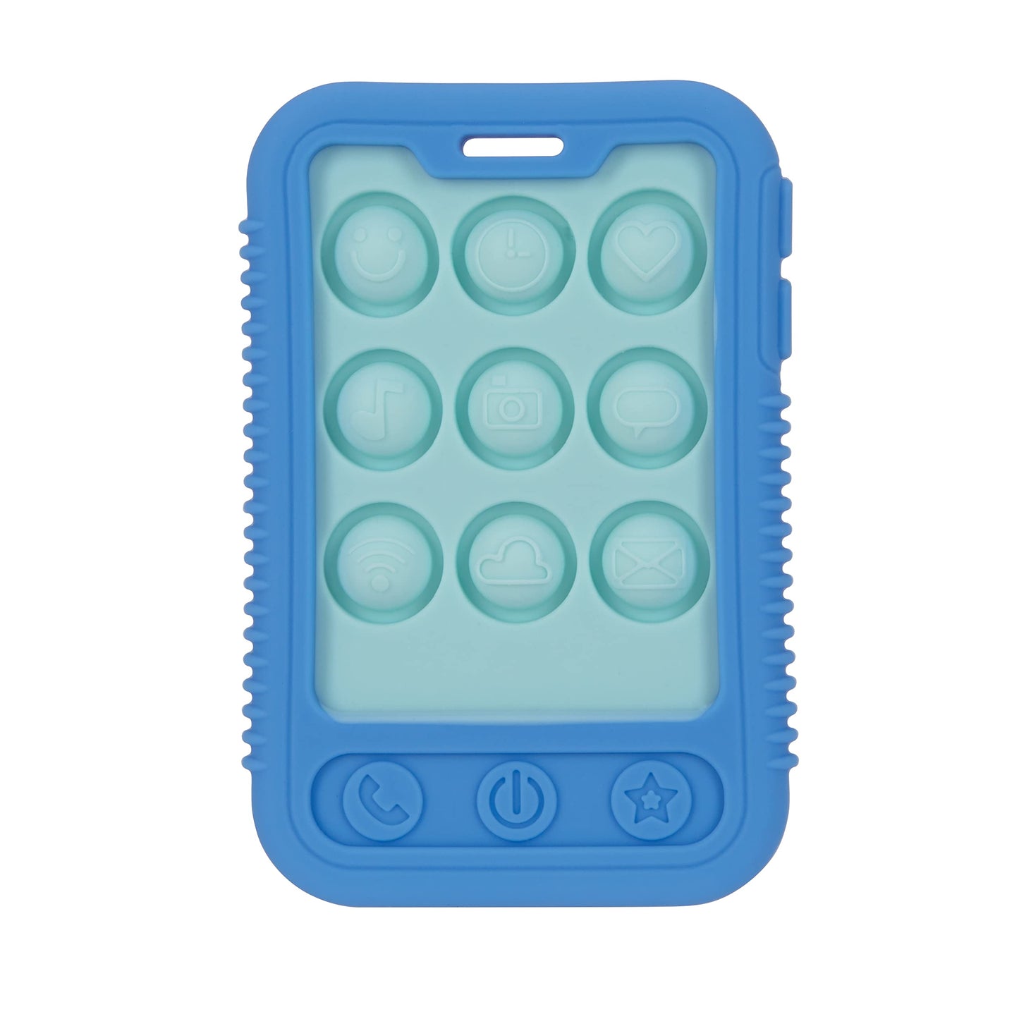 Nuby Baby Teething Toy 3+ Months Giggle Bytes Sensory Popper Cellphone Blue