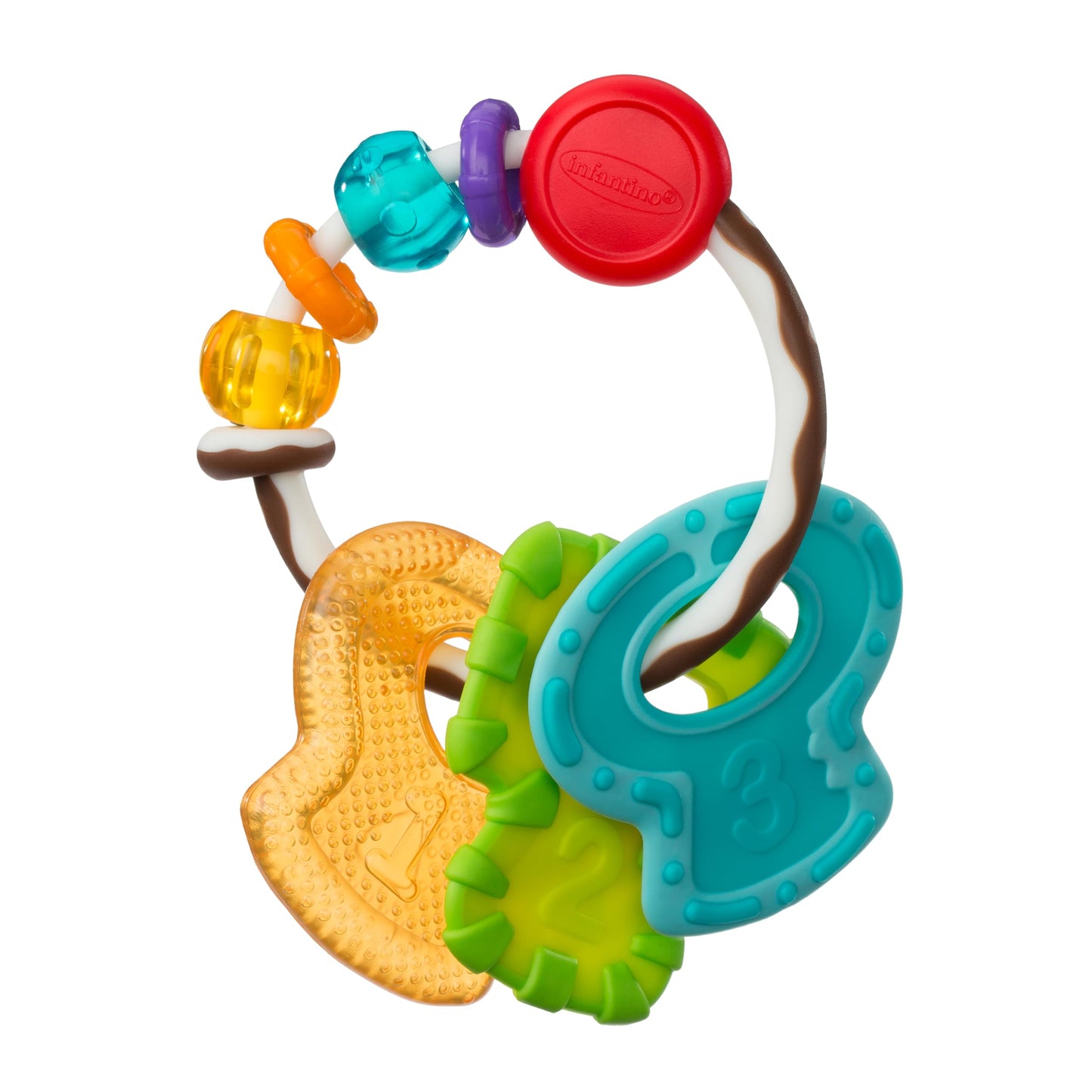 Infantino Cool & Chew Teether Keys Three Sensory Stimulating Baby Teether Toys 0M+ Multicolor